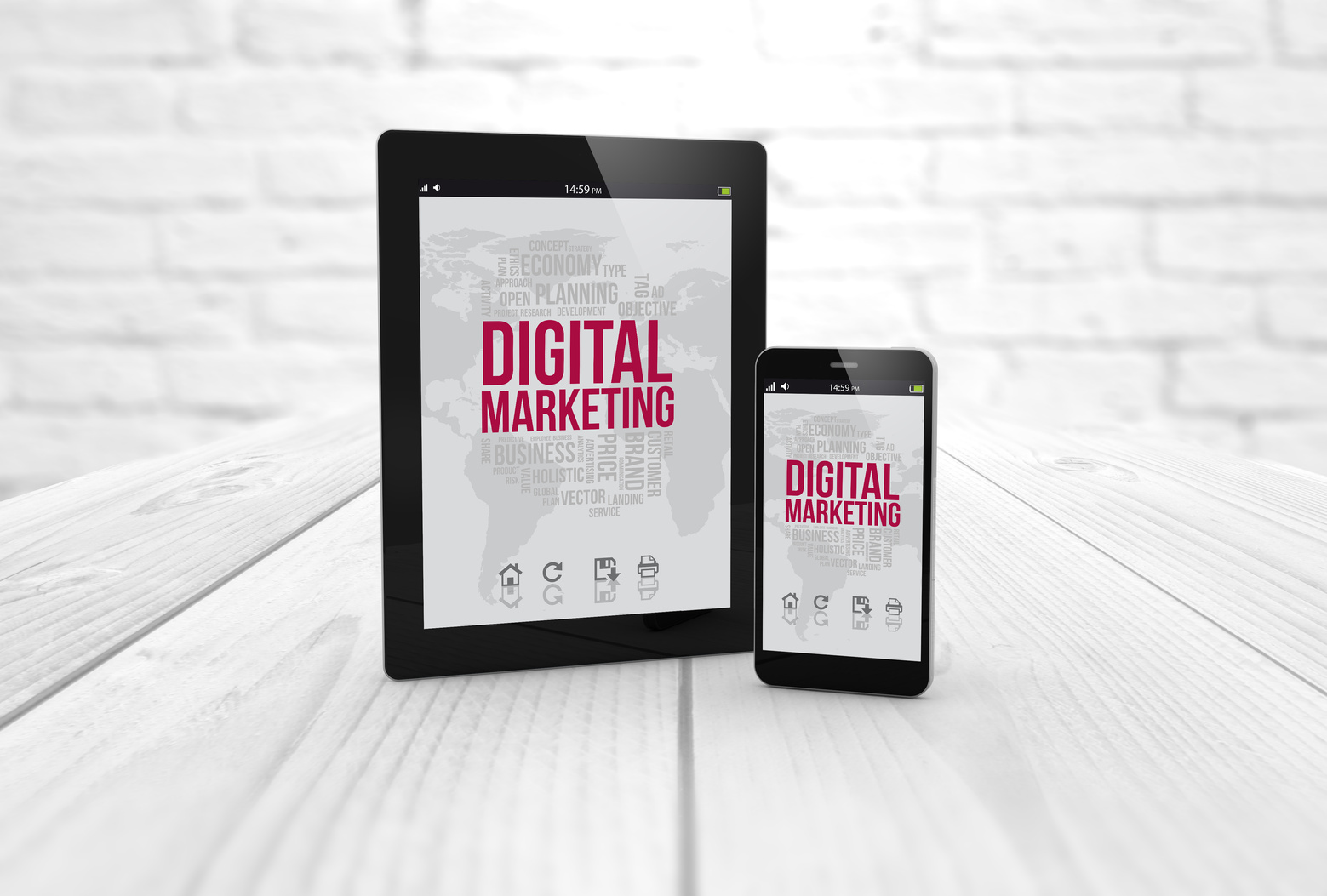 digital marketing tablet and smart phone